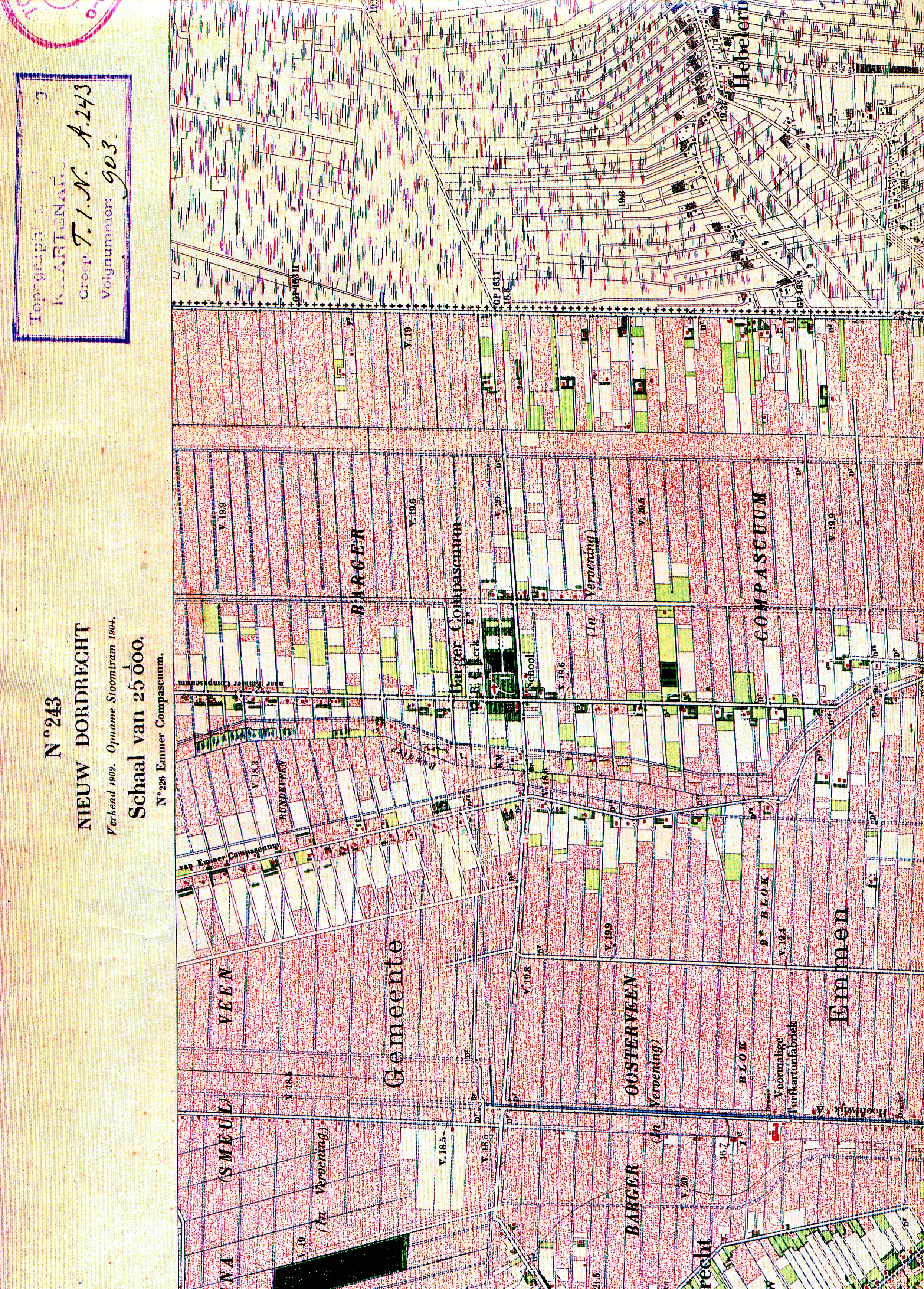 plattegrond 1902 nieuw-dordrecht 1:25000