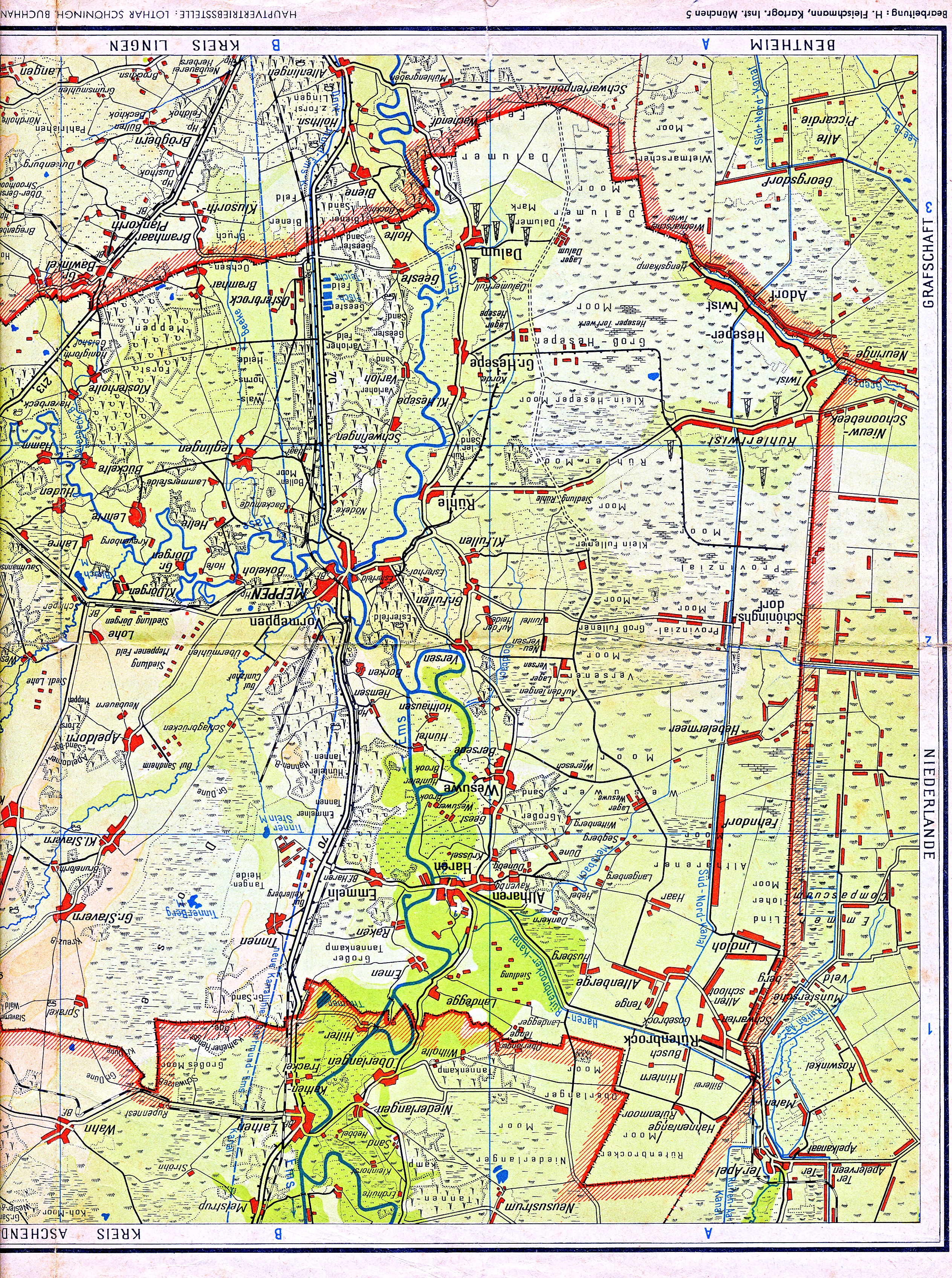 plattegrond 1950 Kreis Meppen